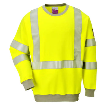 Portwest Flame Resistant Anti-Static Hi-Vis Sweatshirt - L