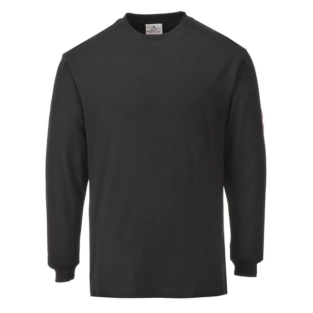 Portwest Flame Resistant Anti-Static Long Sleeve T-Shirt - Black / L