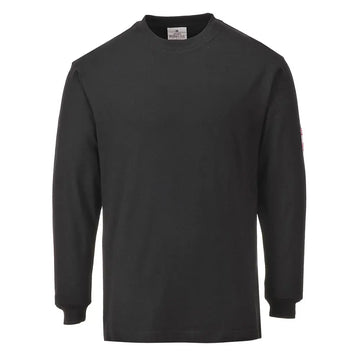 Portwest Flame Resistant Anti-Static Long Sleeve T-Shirt - Black / L