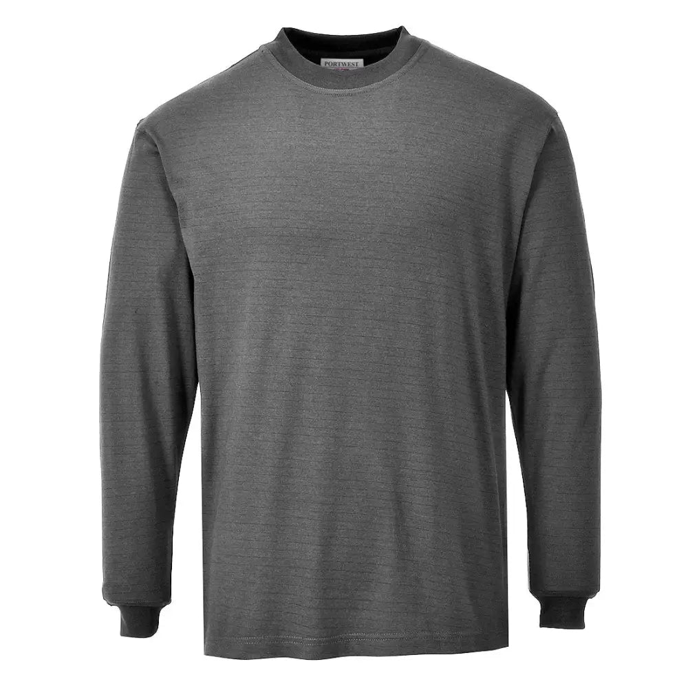 Portwest Flame Resistant Anti-Static Long Sleeve T-Shirt - Black / L