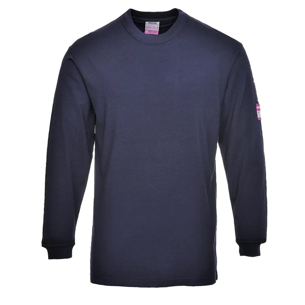 Portwest Flame Resistant Anti-Static Long Sleeve T-Shirt - Navy / 4XL