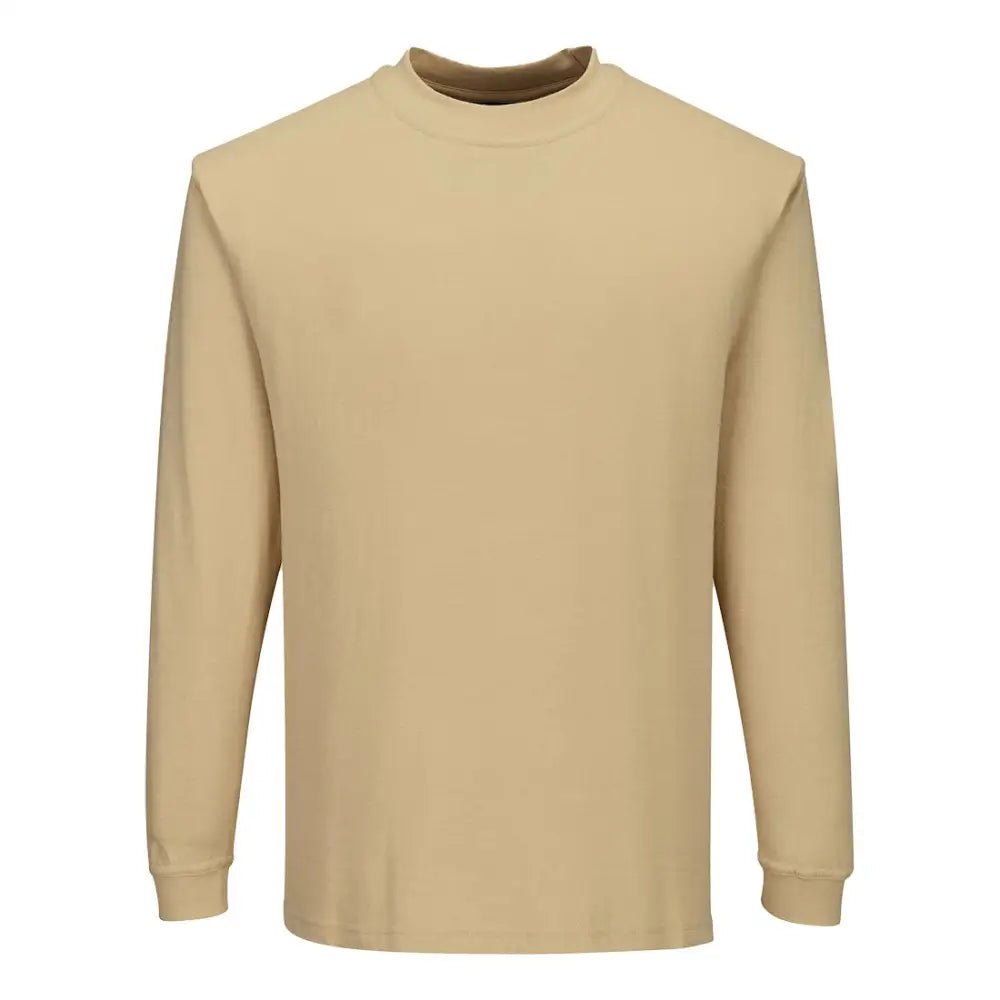 Portwest Flame Resistant Anti-Static Long Sleeve T-Shirt - Tan / 4XL - T-Shirt