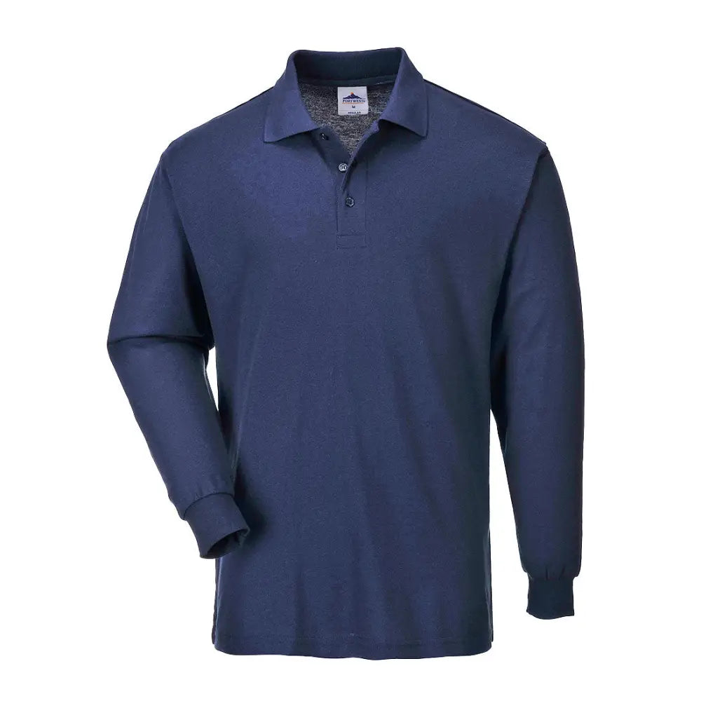 Portwest Genoa Long Sleeved Polo Shirt - Navy / L