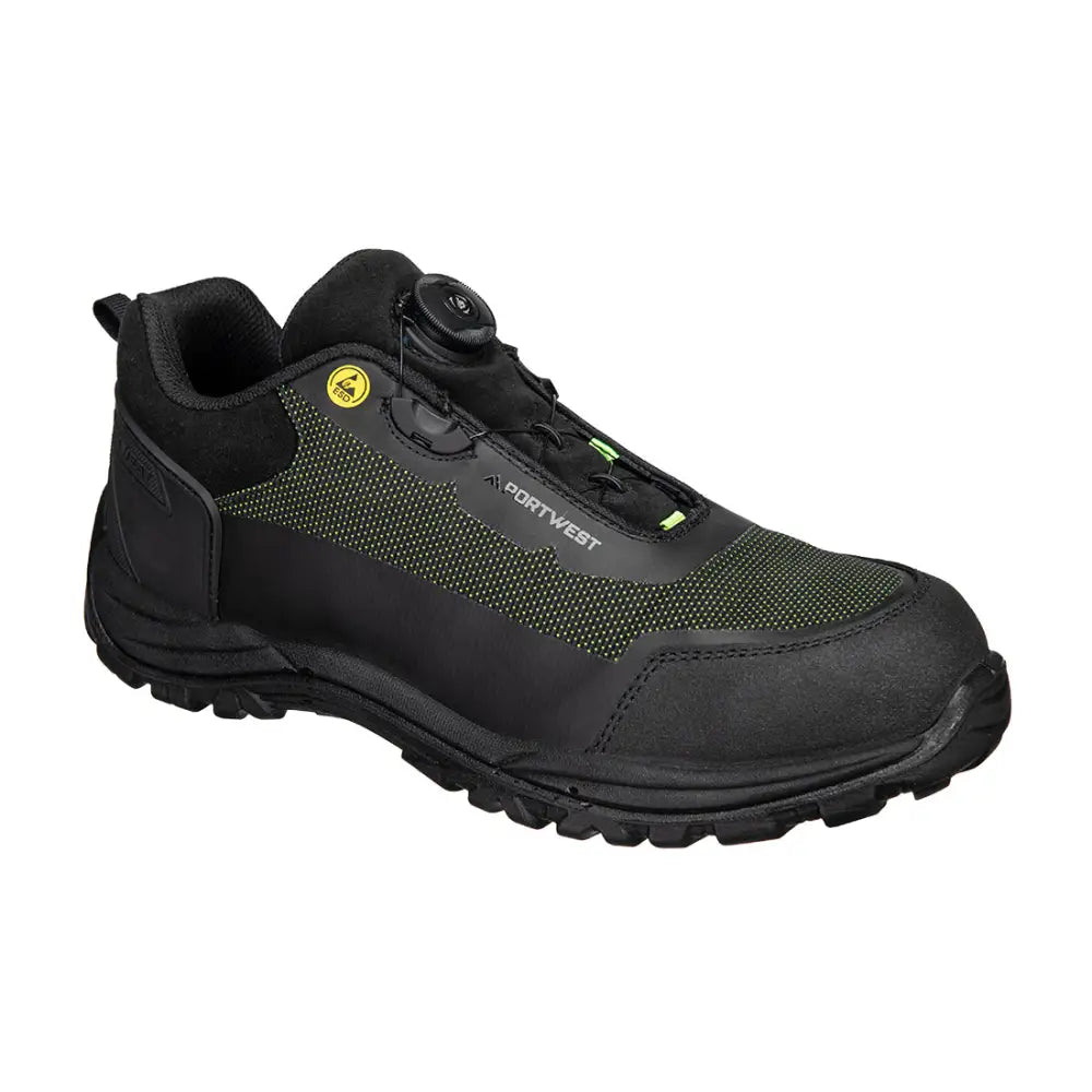Portwest Girder Composite Low Shoe S3S ESD SR FO - Black/Green / 37