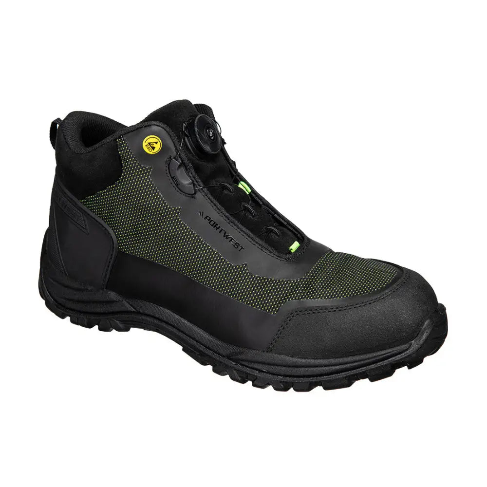 Portwest Girder Composite Mid Boot S3S ESD SR FO - Black/Green / 37