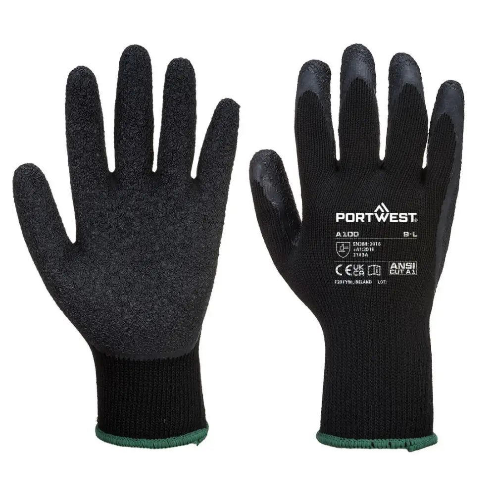 Portwest Grip Glove - Latex - Black / M