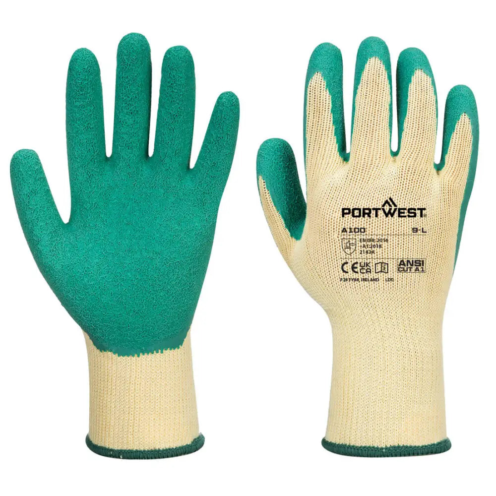 Portwest Grip Glove - Latex - Green / M