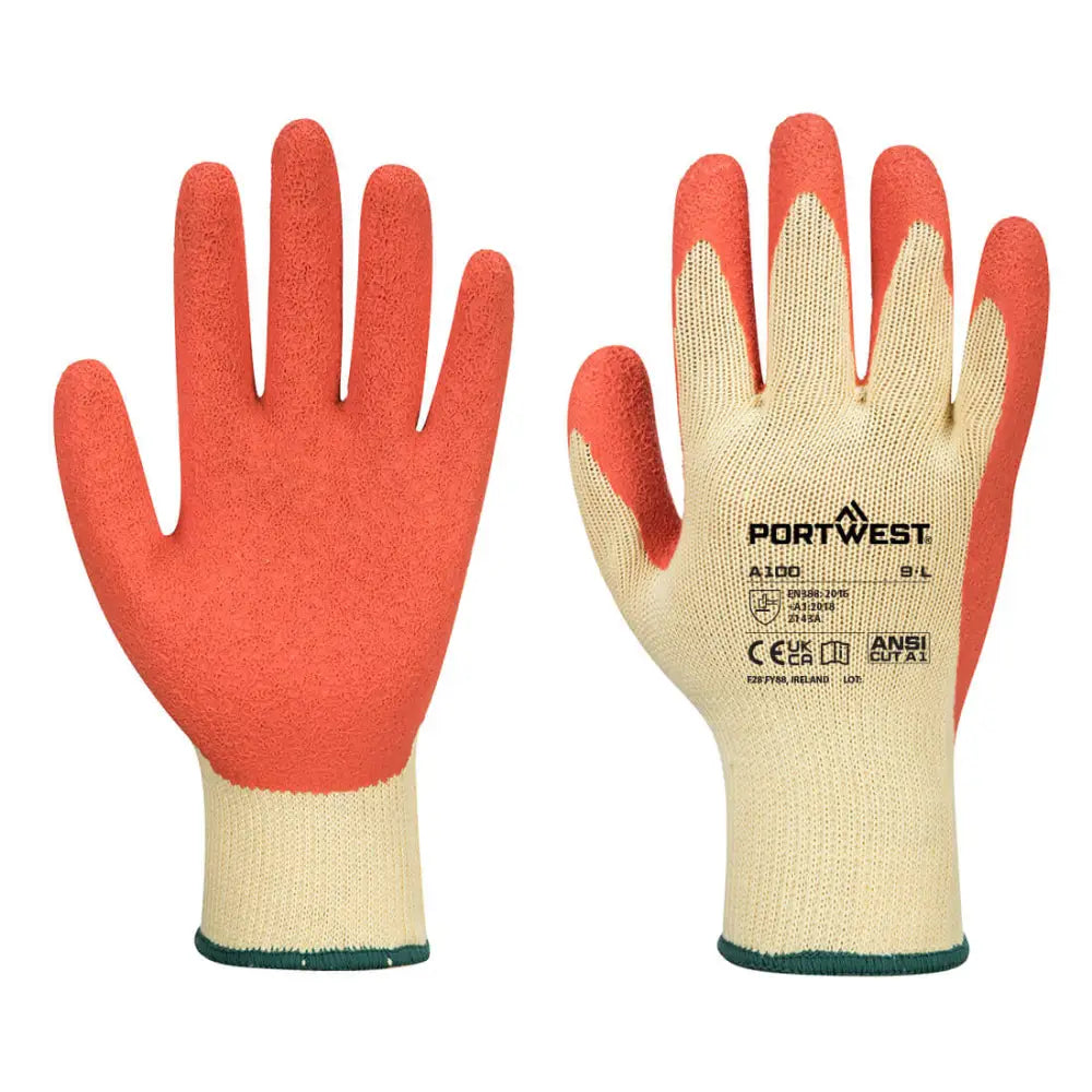 Portwest Grip Glove - Latex - Orange / S