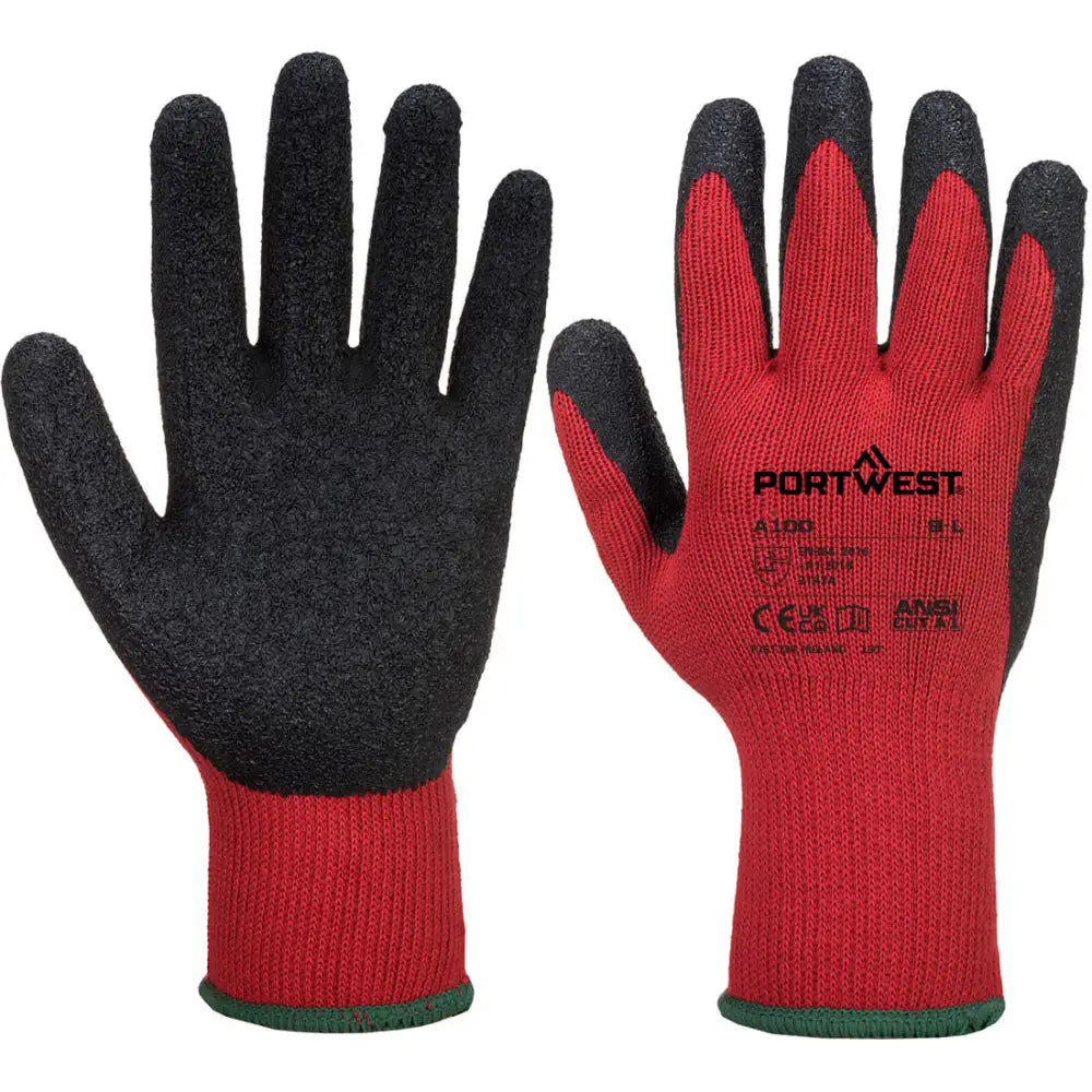 Portwest Grip Glove - Latex - Red/Black / M