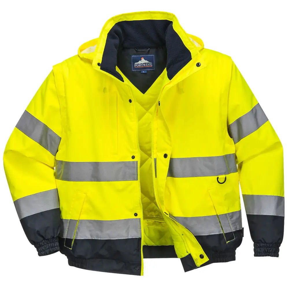 Portwest Hi-Vis 2-in-1 Contrast Bomber Jacket - Yellow / 4XL