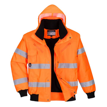 Portwest Hi-Vis 3-in-1 Bomber Jacket - Orange / L