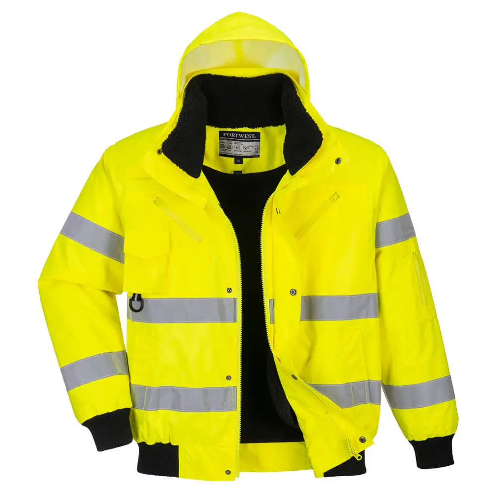 Portwest Hi-Vis 3-in-1 Bomber Jacket - Yellow / L