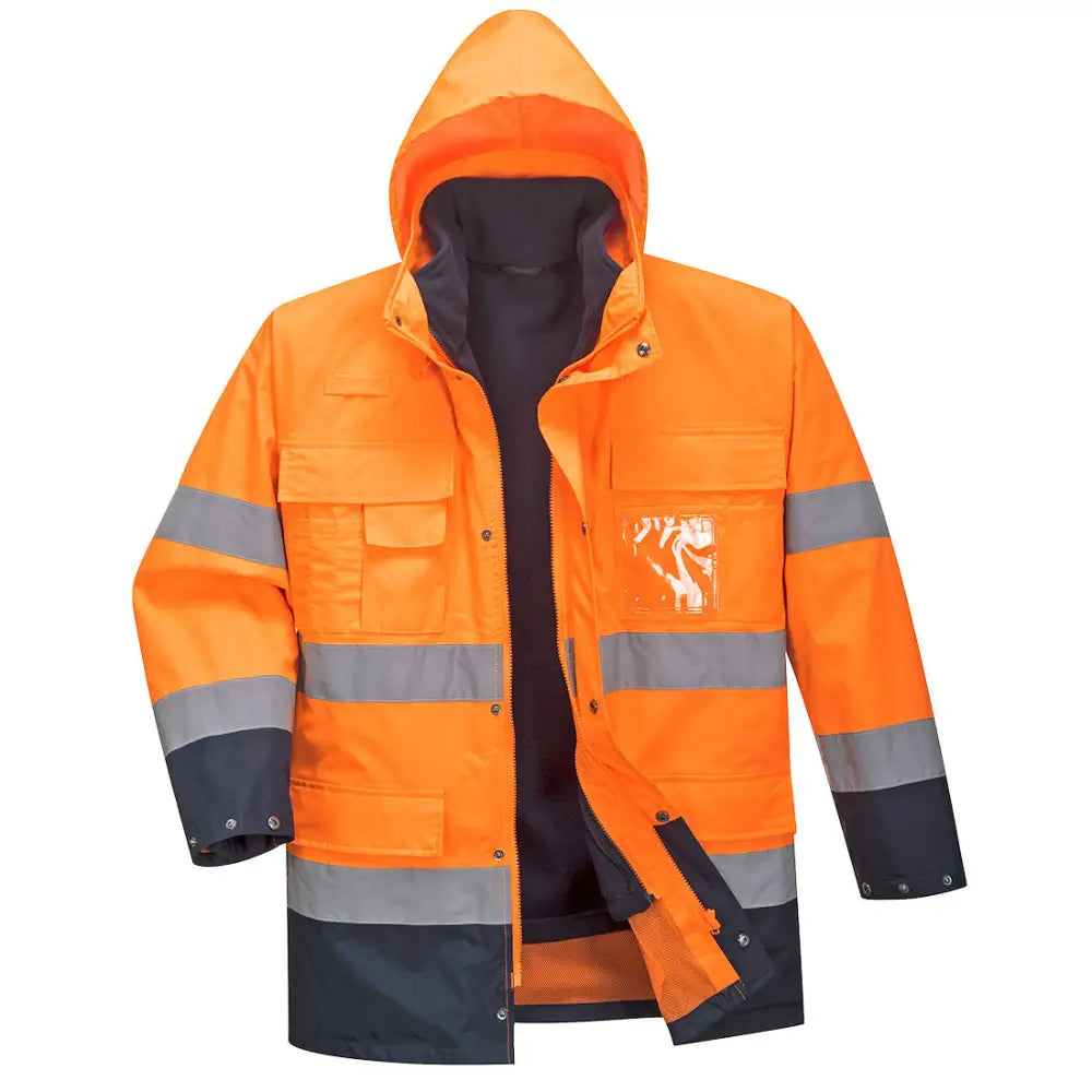 Portwest Hi-Vis 3-in-1 Contrast Lite Jacket - Orange/Navy / L