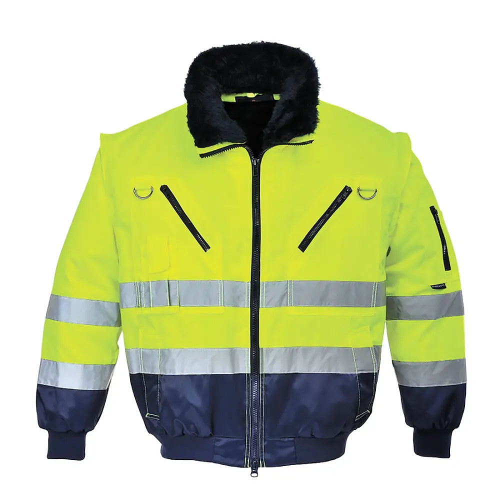 Portwest Hi-Vis 3-in-1 Contrast Pilot Jacket - Yellow/Navy / 4XL