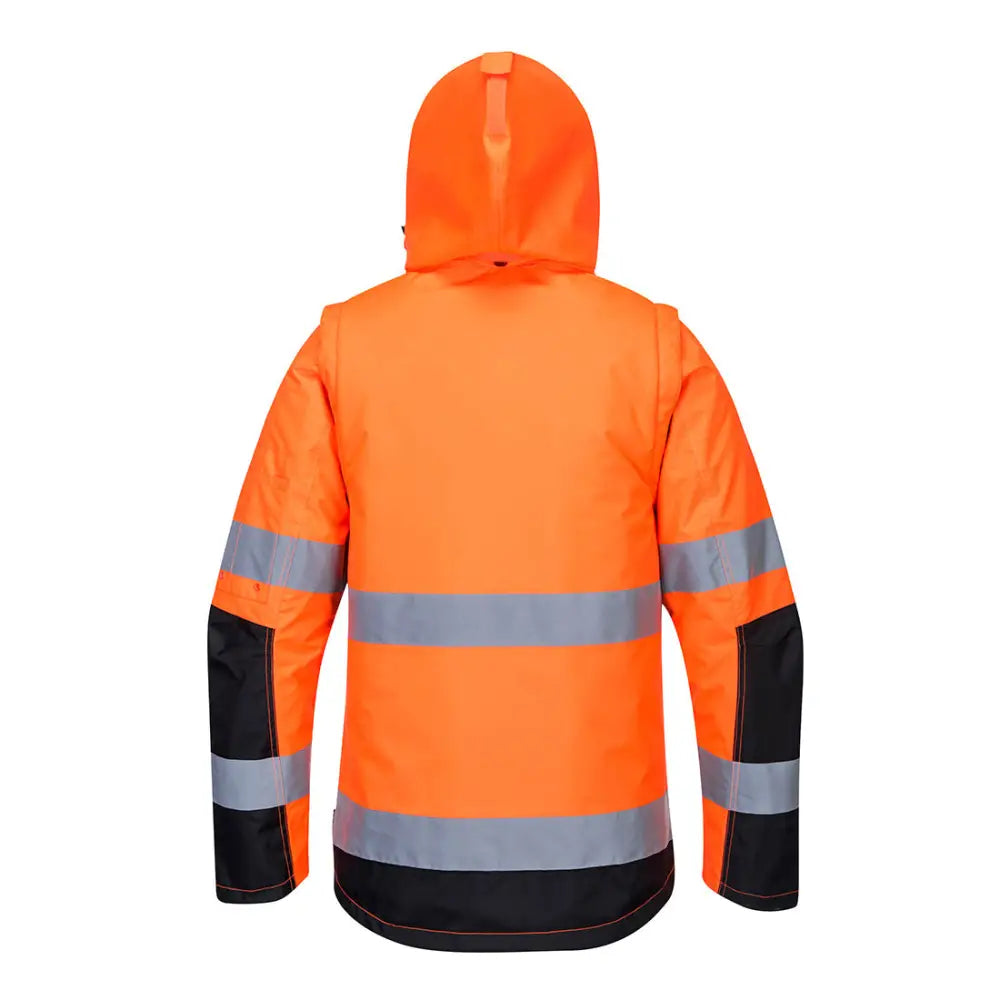 Portwest Hi-Vis 3-in-1 Contrast Winter Pro Jacket - Orange/Black / L