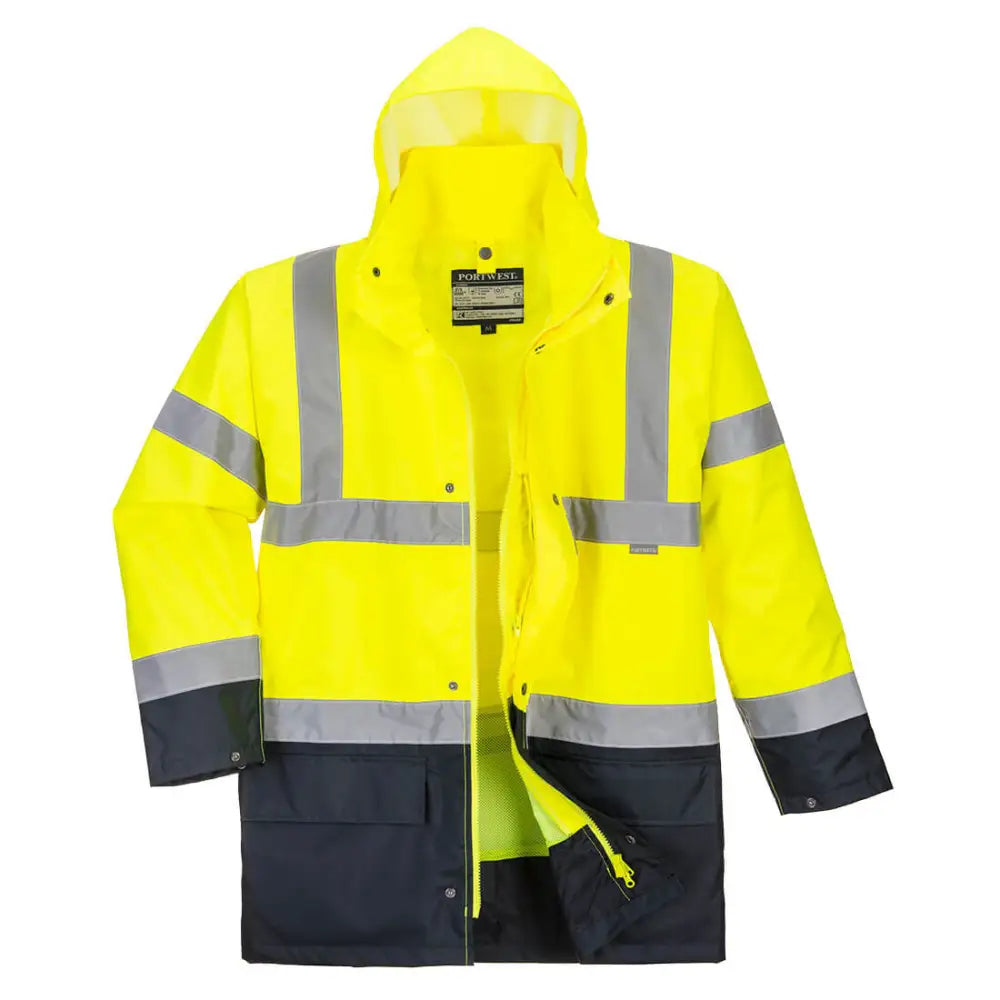 Portwest Hi-Vis 5-in-1 Contrast Essential Jacket - Orange/Navy / 4XL