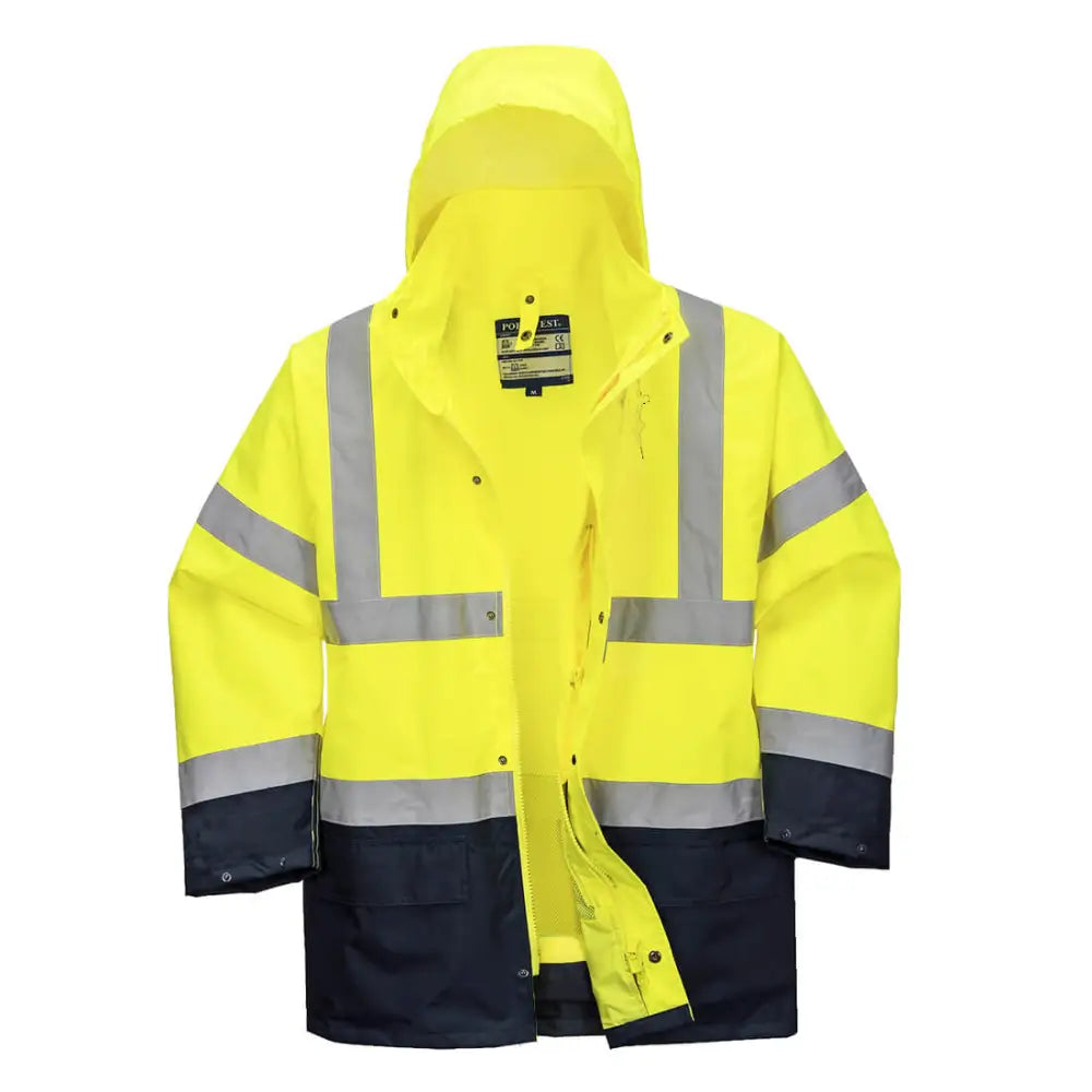 Portwest Hi-Vis 5-in-1 Contrast Essential Jacket - Yellow/Navy / 4XL