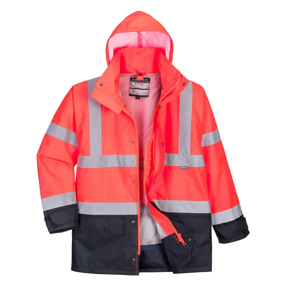 Portwest Hi-Vis 5-in-1 Contrast Executive Jacket - Red/Navy / L