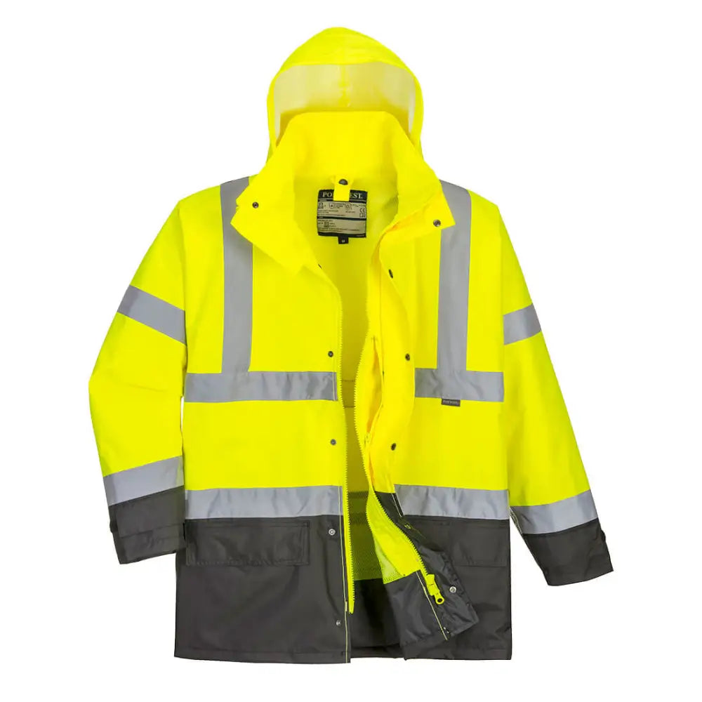 Portwest Hi-Vis 5-in-1 Contrast Executive Jacket - Yellow/Grey / L