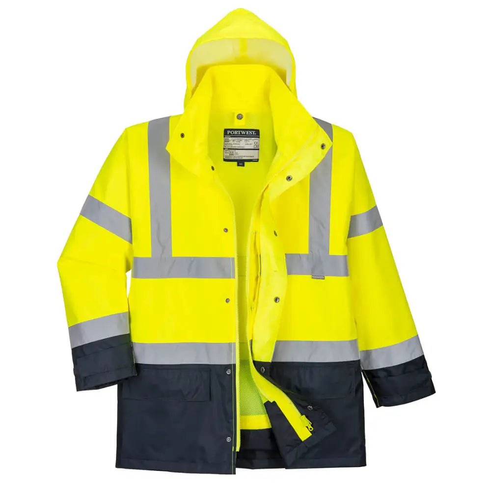 Portwest Hi-Vis 5-in-1 Contrast Executive Jacket - Yellow/Navy / 4XL