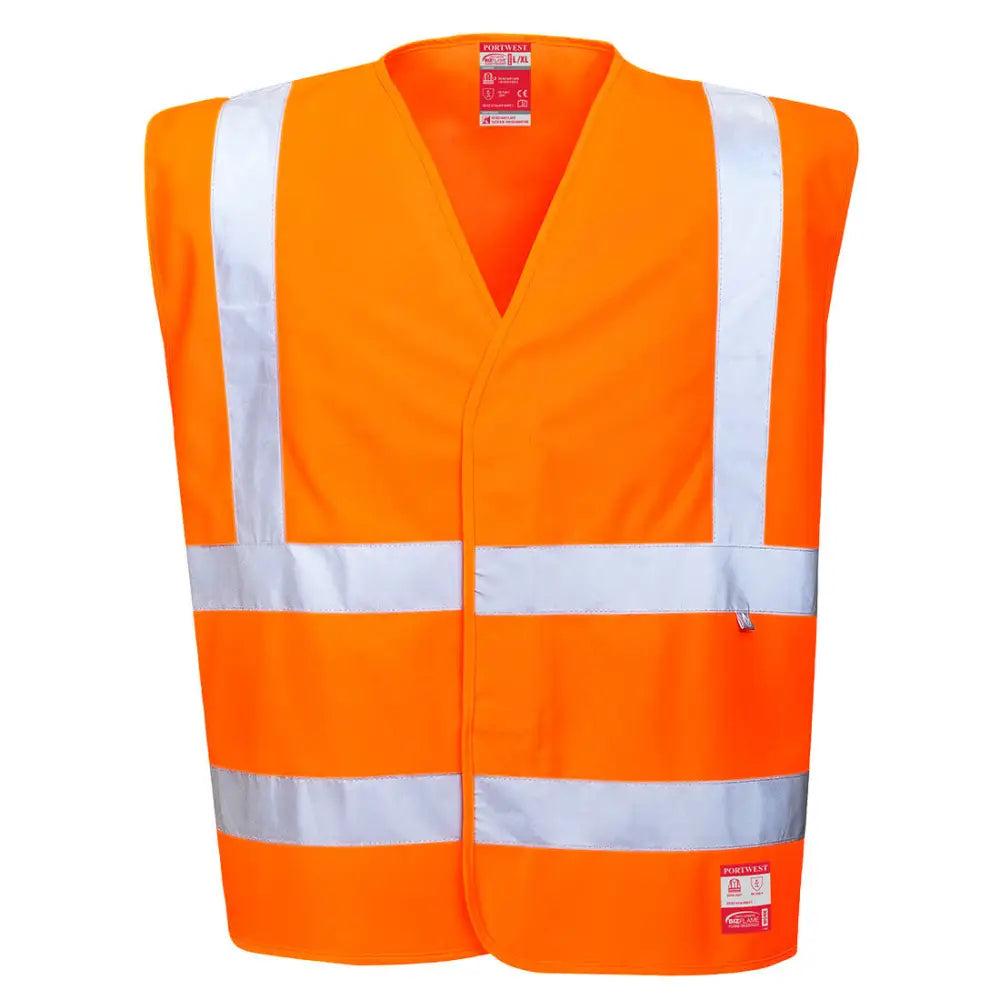 Portwest Hi-Vis Anti Static Vest - Flame Resistant - Orange / L/XL