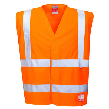 Portwest Hi-Vis Anti Static Vest - Flame Resistant - Orange / L/XL