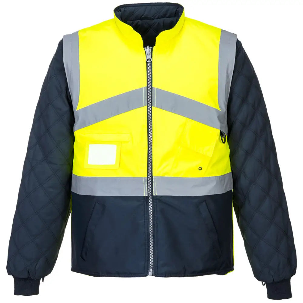 Portwest Hi-Vis Breathable 2-in-1 Contrast Reversible Jacket - Yellow/Navy / 4XL