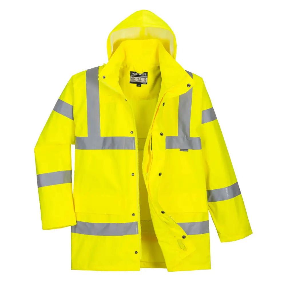 Portwest Hi-Vis Breathable Rain Traffic Jacket - Yellow / L