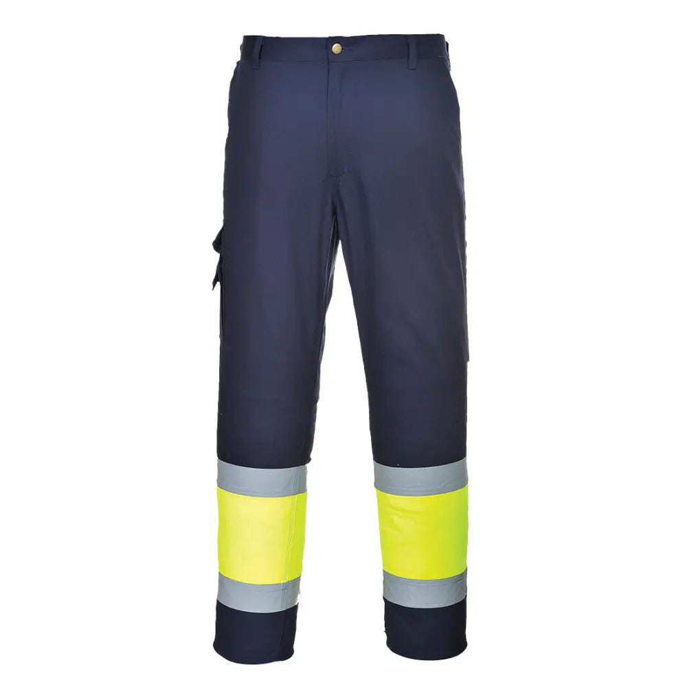 Portwest Hi-Vis Contrast Class 1 Service Trousers - Yellow/Navy / L