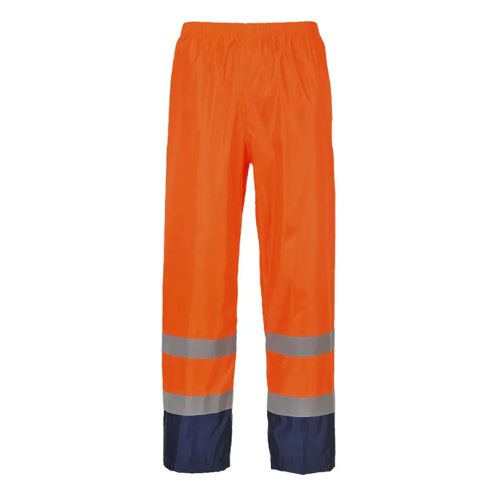 Portwest Hi-Vis Contrast Classic Rain Trousers - Orange/Navy / L