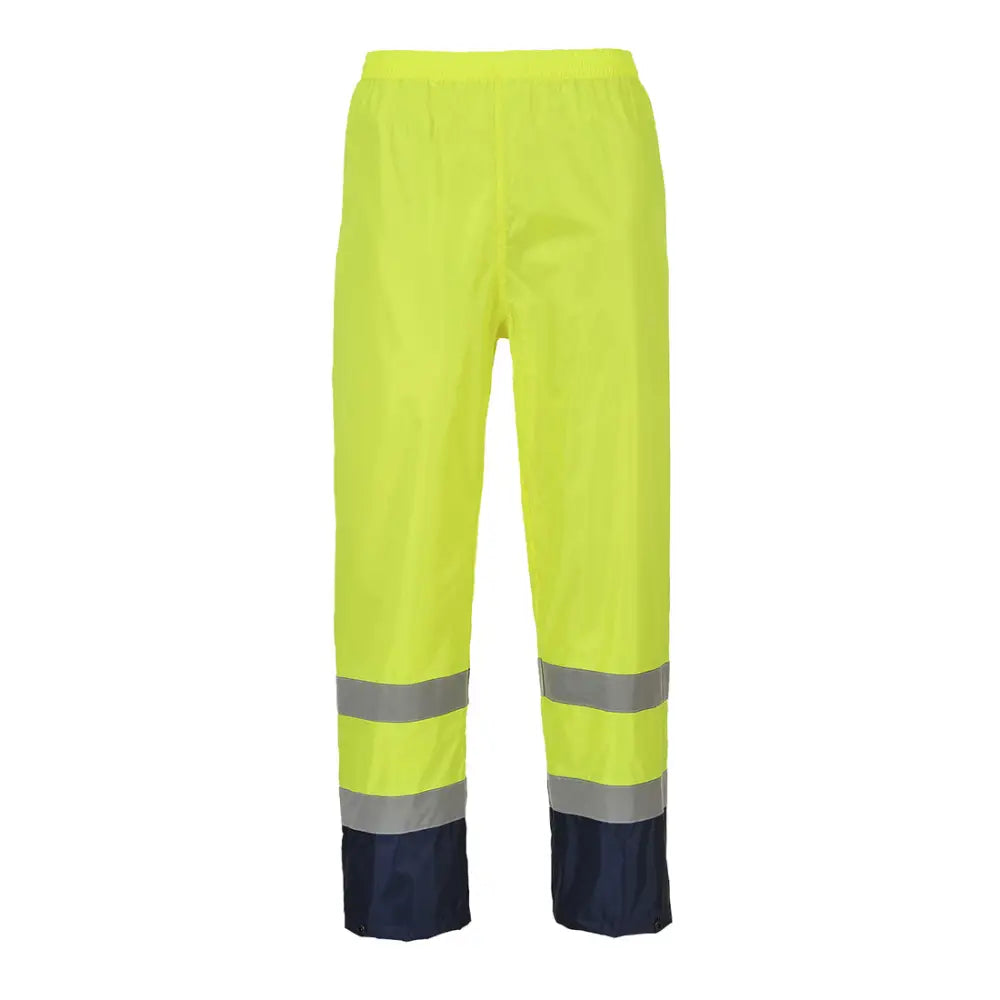 Portwest Hi-Vis Contrast Classic Rain Trousers - Yellow/Navy / L