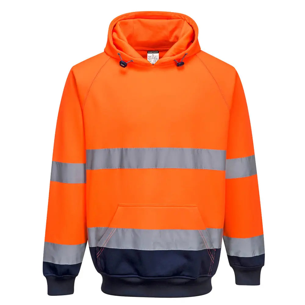 Portwest Hi-Vis Contrast Hoodie - Orange/Navy / L