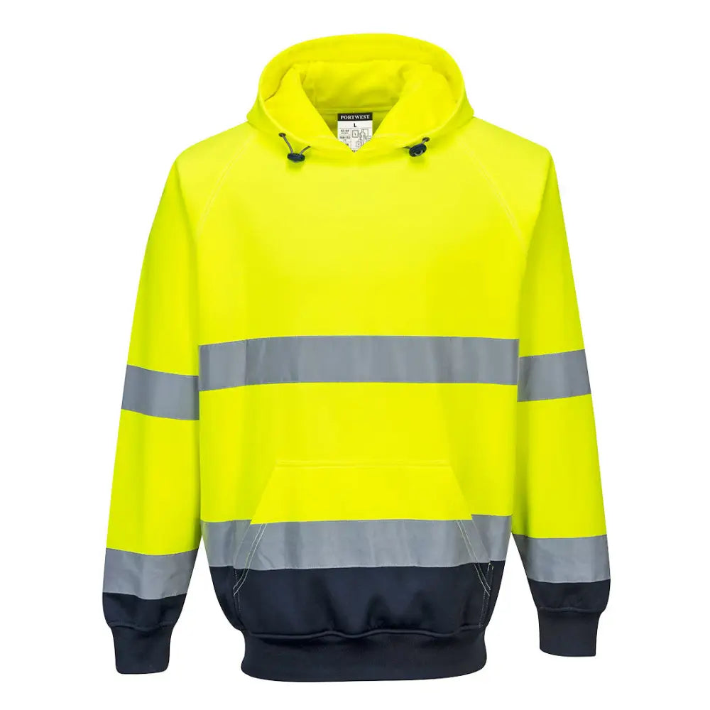 Portwest Hi-Vis Contrast Hoodie - Yellow/Navy / L