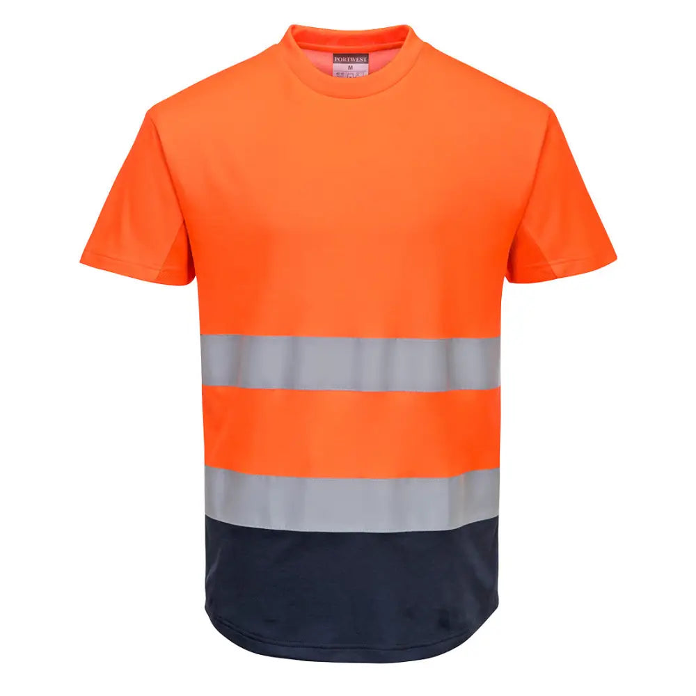 Portwest Hi-Vis Contrast Mesh Insert T-Shirt S/S - Orange/Navy / L