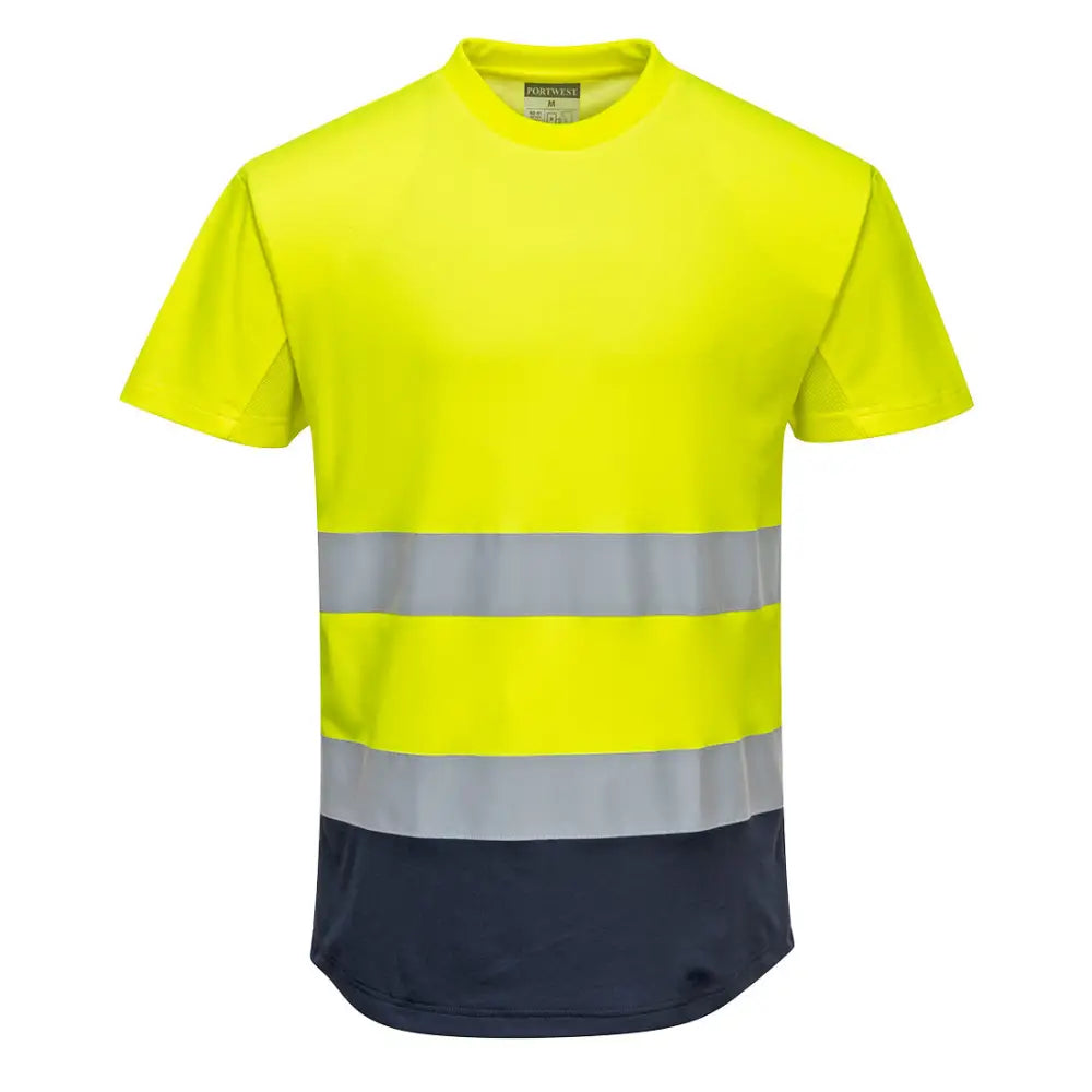 Portwest Hi-Vis Contrast Mesh Insert T-Shirt S/S - Yellow/Navy / L