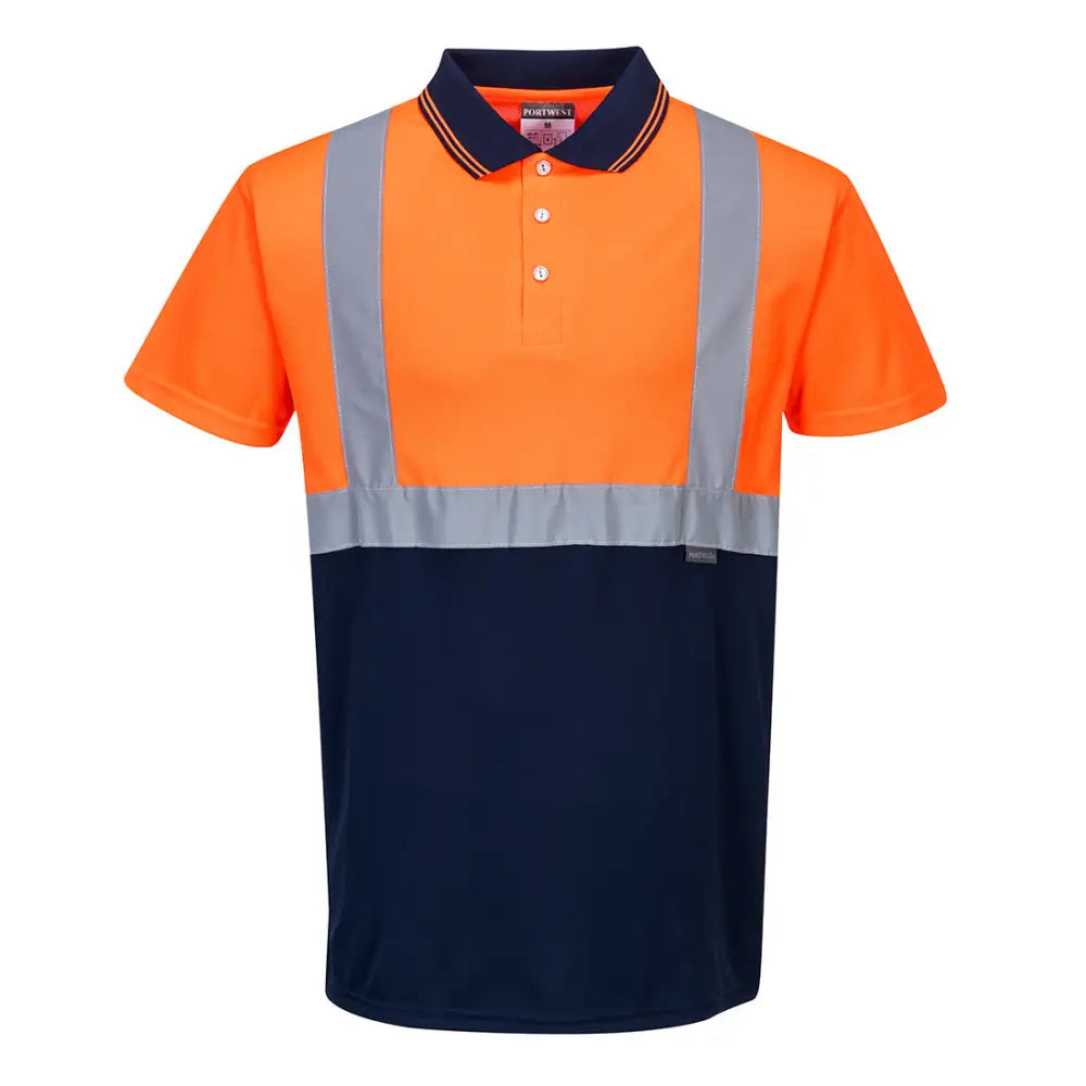 Portwest Hi-Vis Contrast Polo Shirt S/S - Orange/Navy / 4XL