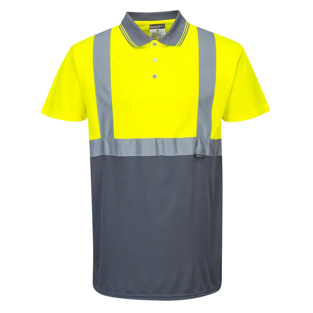Portwest Hi-Vis Contrast Polo Shirt S/S - Yellow/Grey / XL
