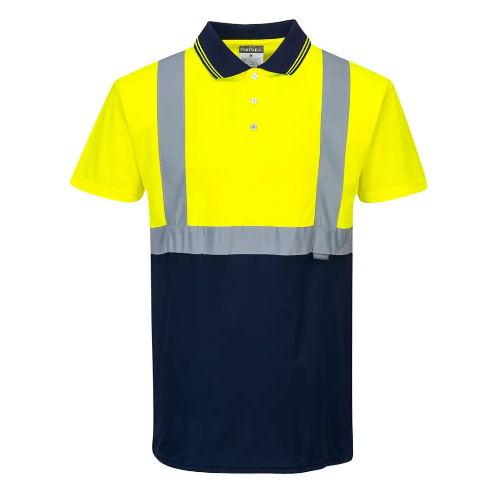 Portwest Hi-Vis Contrast Polo Shirt S/S - Yellow/Navy / 4XL
