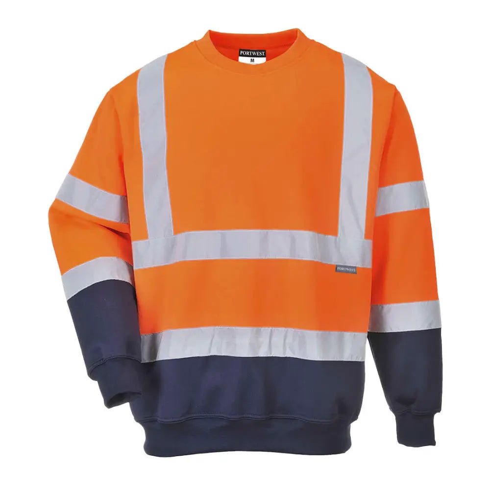 Portwest Hi-Vis Contrast Sweatshirt - Orange/Navy / 4XL