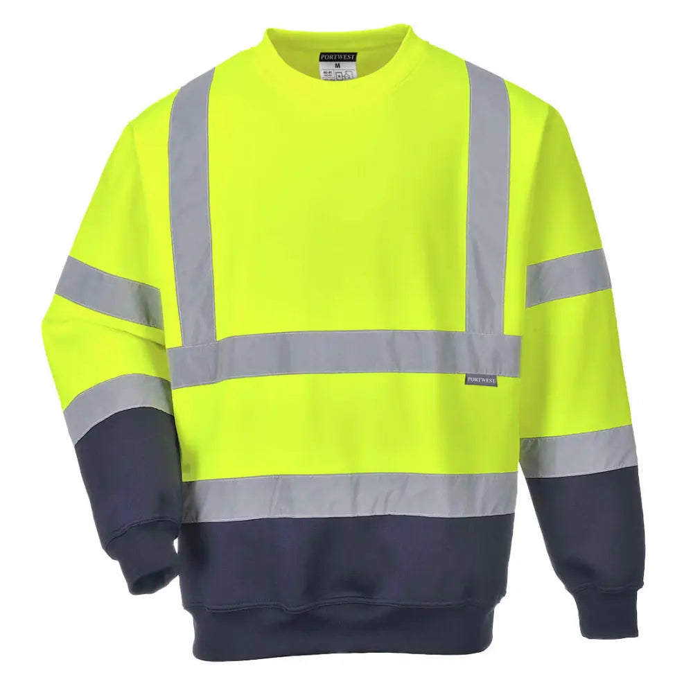 Portwest Hi-Vis Contrast Sweatshirt - Yellow/Navy / 4XL