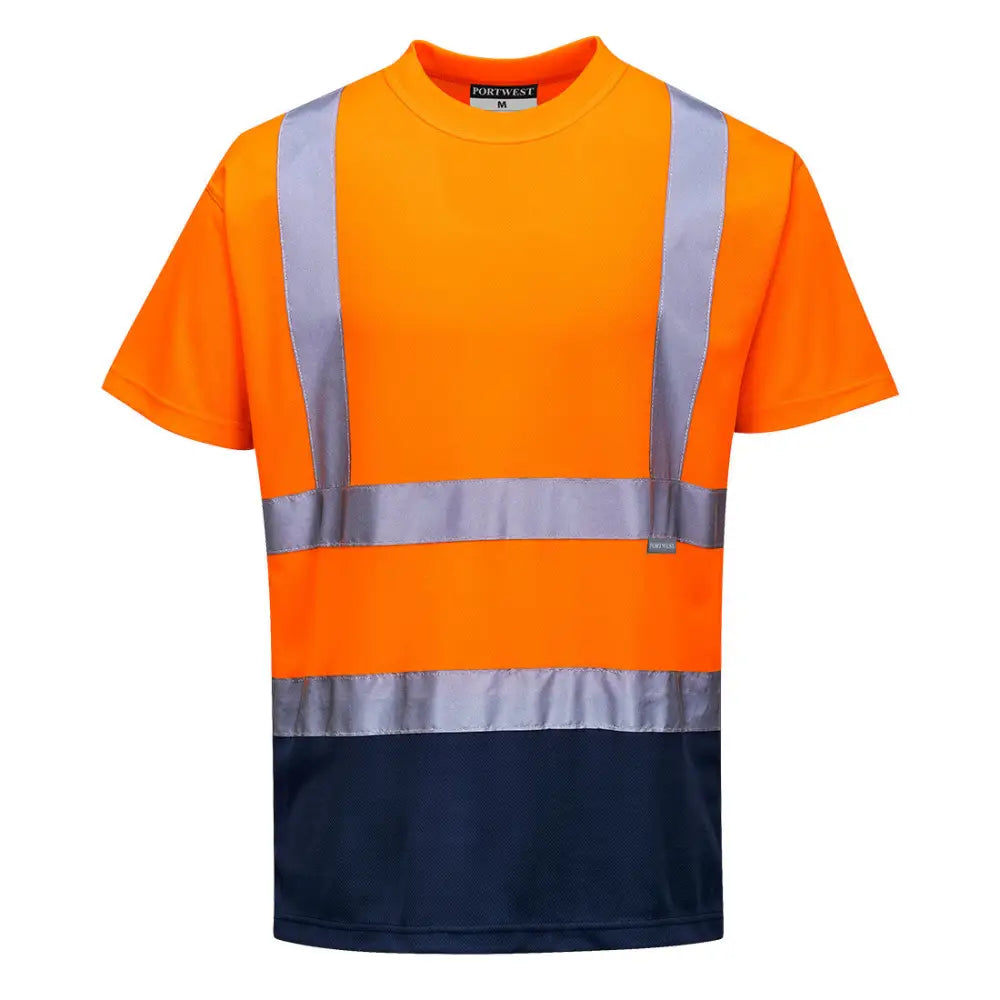 Portwest Hi-Vis Contrast T-Shirt S/S - Orange/Navy / L