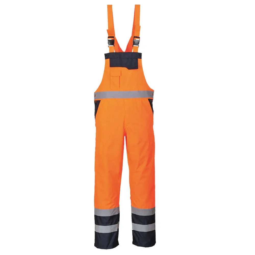Portwest Hi-Vis Contrast Winter Bib and Brace - Orange / L