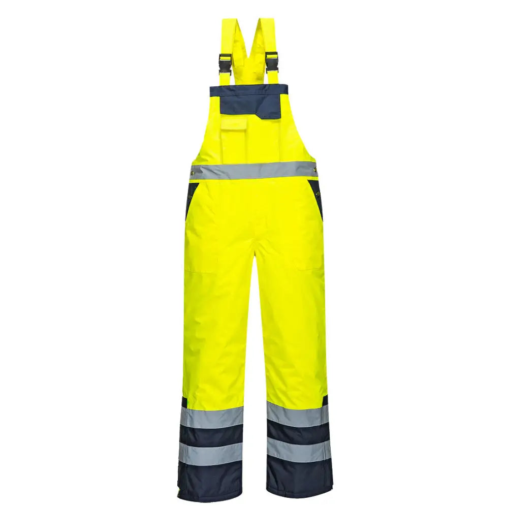 Portwest Hi-Vis Contrast Winter Bib and Brace - Orange / L