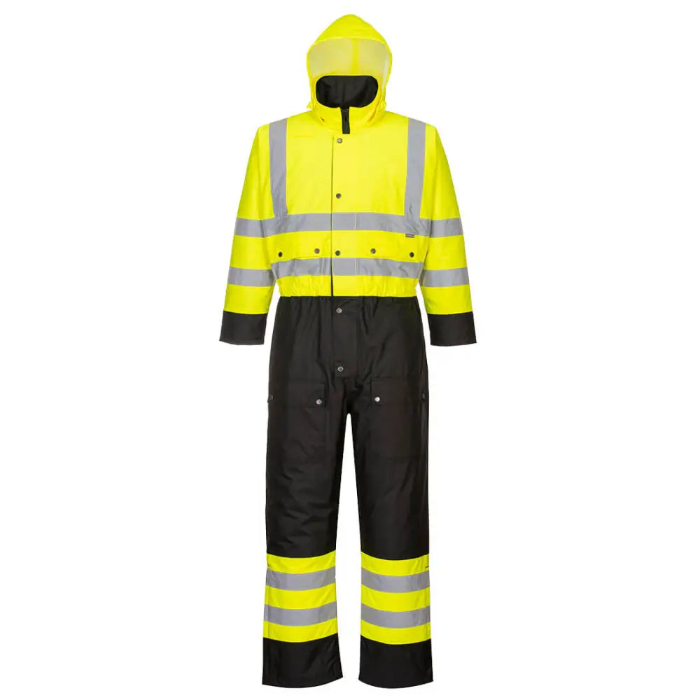 Portwest Hi-Vis Contrast Winter Coverall - Yellow/Black / 4XL