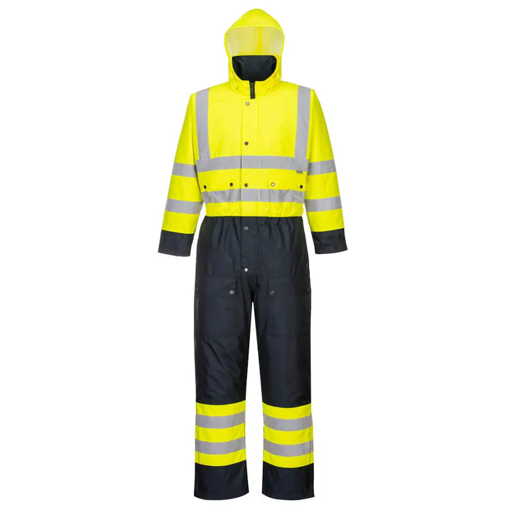 Portwest Hi-Vis Contrast Winter Coverall - Yellow/Navy / 4XL