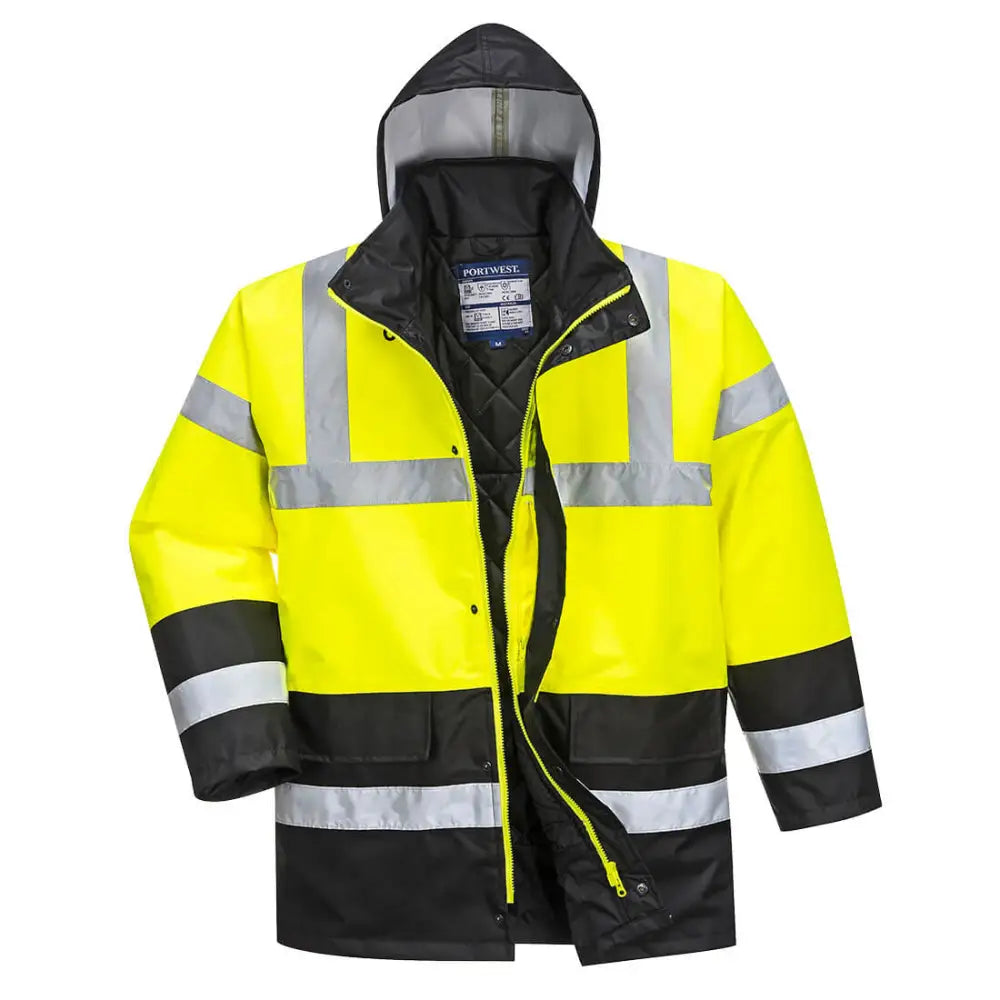 Portwest Hi-Vis Contrast Winter Traffic Jacket - Red/Navy / L
