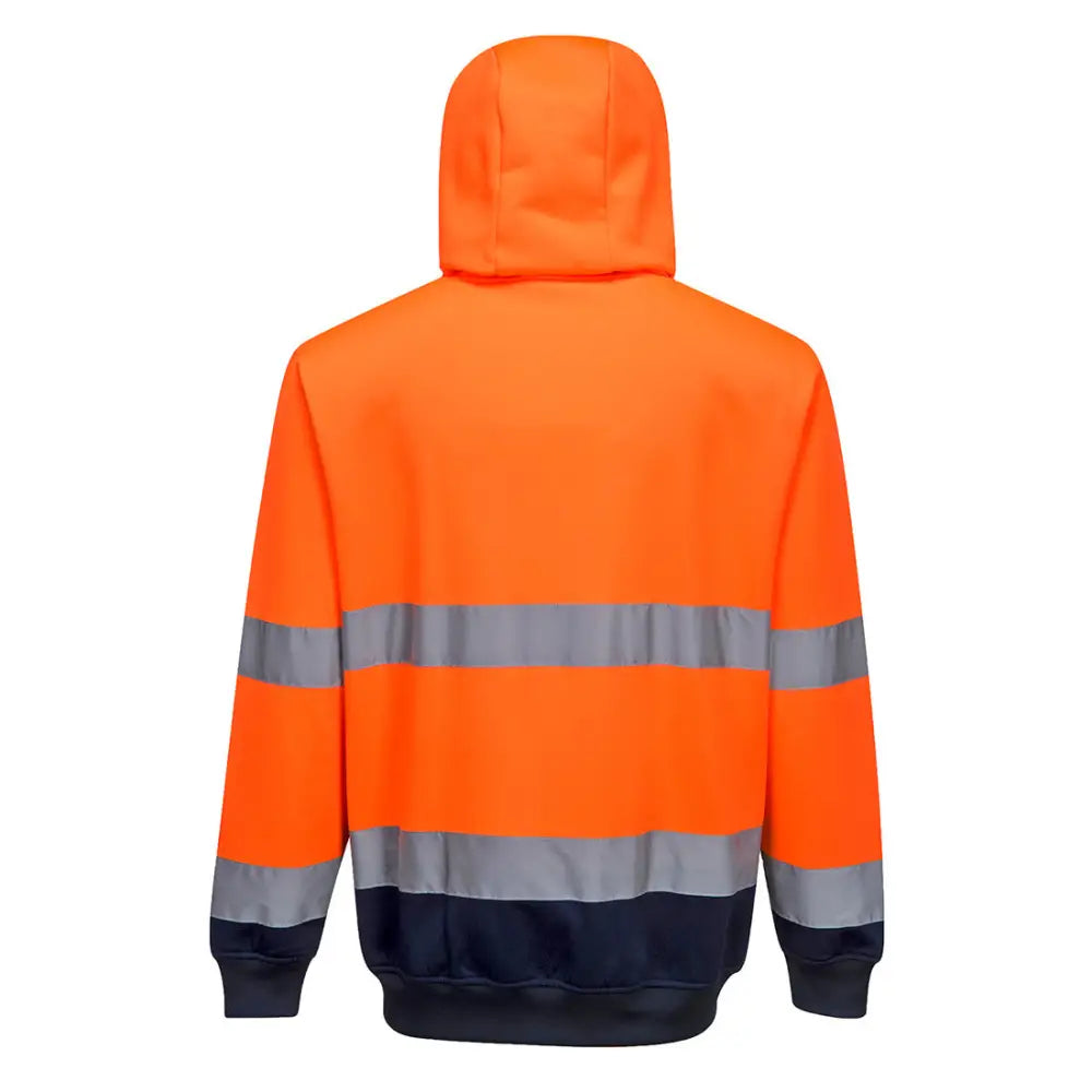 Portwest Hi-Vis Contrast Zipped Hoodie - Orange/Navy / L