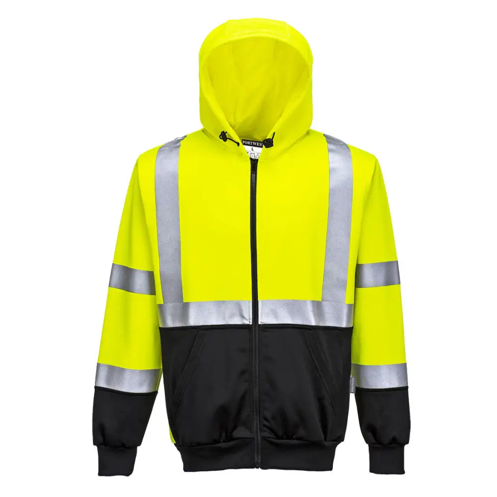 Portwest Hi-Vis Contrast Zipped Hoodie - Yellow/Black / 4XL