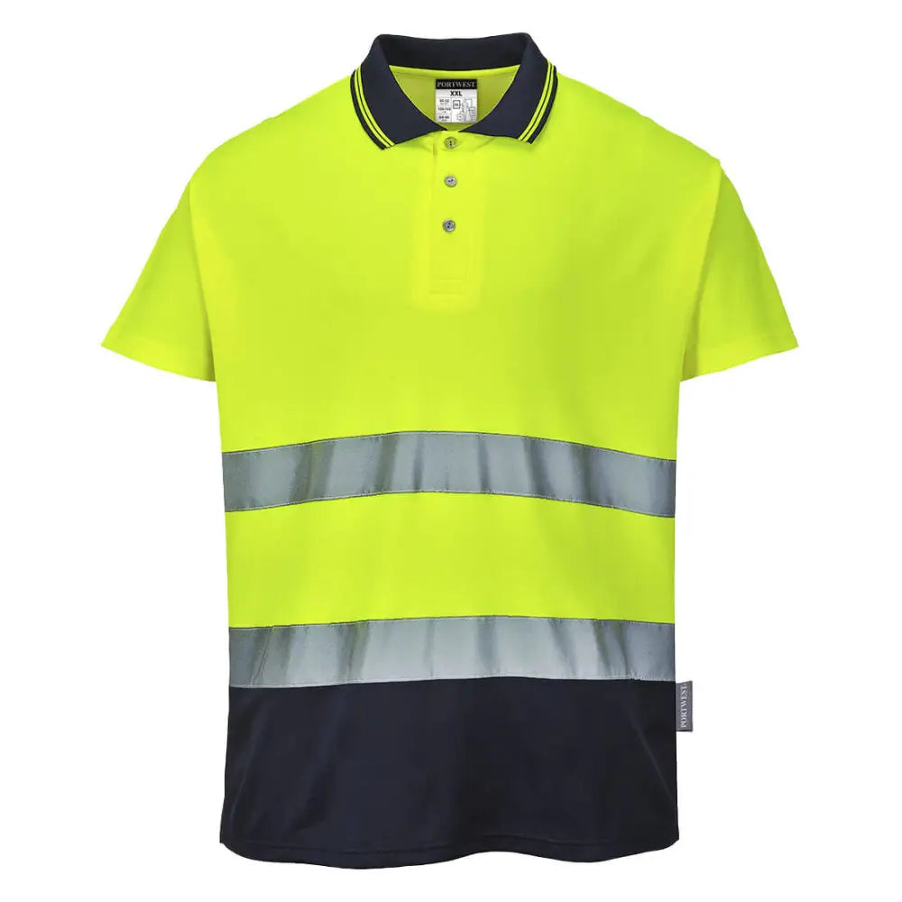 Portwest Hi-Vis Cotton Comfort Contrast Polo Shirt S/S - Orange/Navy / 4XL
