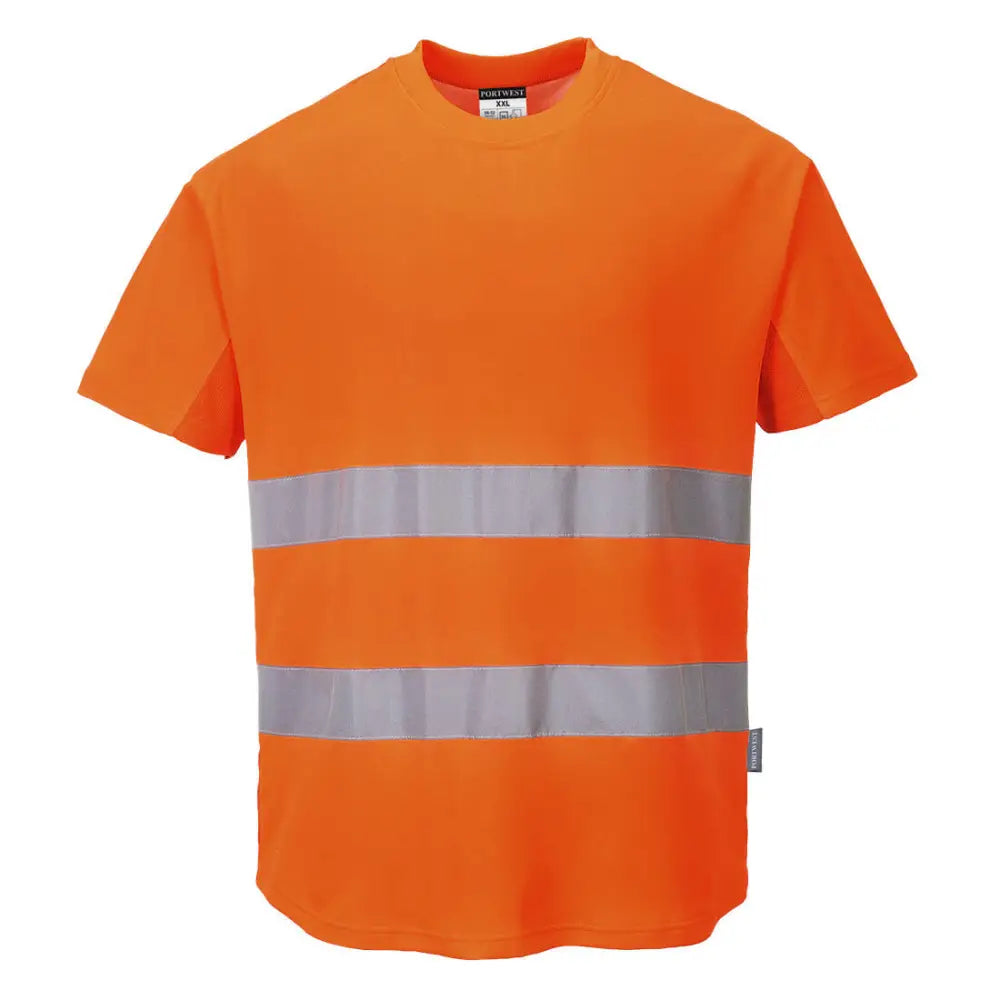 Portwest Hi-Vis Cotton Comfort Mesh Insert T-Shirt S/S - Orange / L